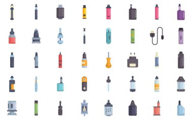 Vape aygıtı elektronik sigara içme simgeleri vektörü ayarla