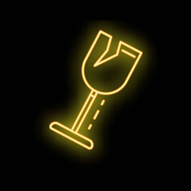 Kırık bir camı temsil eden sarı neon simgesi, kırılganlığın yaygın bir sembolü.
