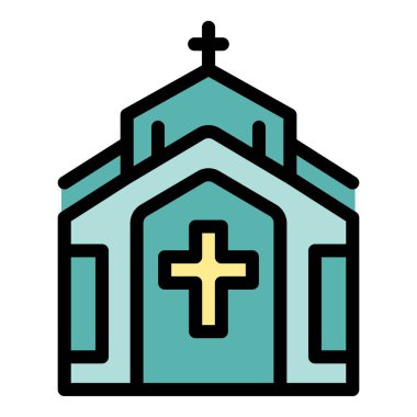 Dini ve ibadethaneleri temsil eden basit renkli kilise ikonu.
