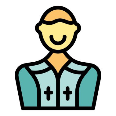 Laboratuvar önlüğü giymiş, gülümseyen ve arkadaş canlısı mutlu bir doktorun çizgi film ikonu.