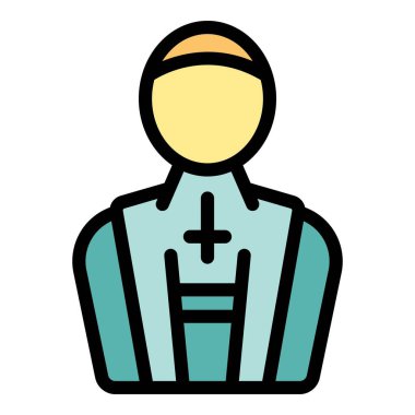 Cübbe ve yaka etiketi takan Katolik bir rahibin basit bir simgesi.