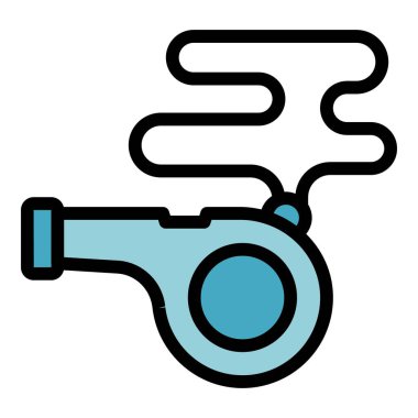 Bu çizgi film vektör illüstrasyonu mavi bir düdük öttürme çizgisi simgesi ile ses yapmak spor veya diğer projeler için mükemmeldir