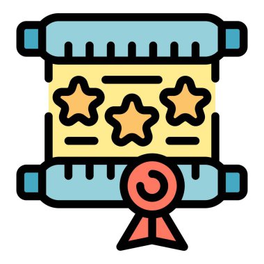 Kalite onayını temsil eden bir mühür ve mükemmelliği ve başarıyı simgeleyen üç yıldızlı antik parşömen.