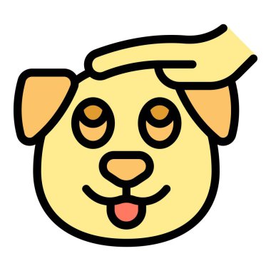 Dost canlısı bir Golden Retriever köpeğinin sevilmesinin ve hayvanlara ilgi duymasının basit tasarımı.