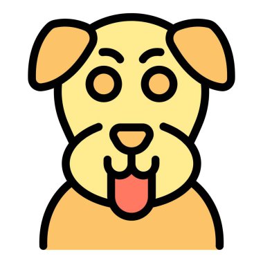 Dili dışarı çıkmış sarı köpek, düzenlenebilir vuruş simgesi