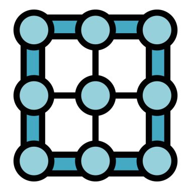 Bloklarda depolanan ve birbirine güvenle zincirlenmiş merkezi olmayan bir bilgi veritabanını temsil eden blok zinciri simgesi