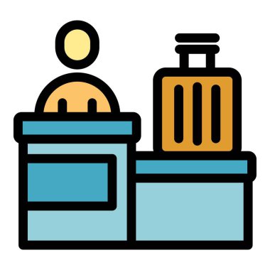 Havaalanını kontrol edin. Arkada çalışan bir çalışan ve bagaj kemerinde bir bavul var.