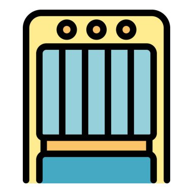 Dikey çıtçıtlı bebek beşiği ve üst sınır simgesinde yuvarlak dekorasyonlar, renk vektörü illüstrasyonu