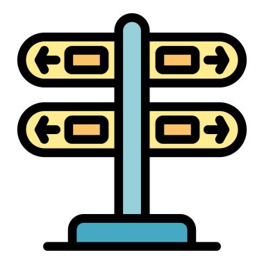 Farklı yönleri gösteren okları olan bir işaret direğinin biçimlendirilmiş simgesi