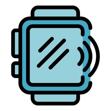 Akıllı saat, web sitesi, mobil uygulama ve sunum için uygun, modern doldurulmuş ana hatlar biçiminde sinyal simgesi gönderir