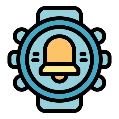 Alarm saatini gösteren akıllı bir saatin basit simgesi, zaman yönetimi ve dakiklikle ilgili projeler için mükemmel