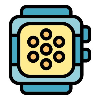 Modern smartwatch bir uygulamanın yüklendiğini gösteren bir çember oluşturan yedi nokta gösteriyor