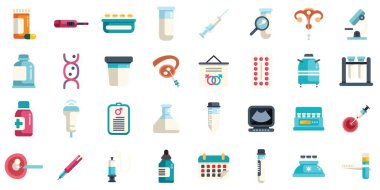 Bu simgeler dizisi suni döllenme ve tüp bebek yapımında kullanılan farklı adımları ve yöntemleri gösterir.