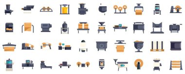 Hamur yapımından beyaz zemin üzerinde düz vektör illüstrasyonunu kurutmaya ve paketlemeye kadar farklı aşamaları gösteren makarna üretim süreci