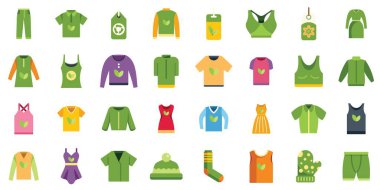 Bu eko giysi seti kumaş simgeleri sürdürülebilir bir tekstil endüstrisini gösteriyor