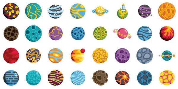 Stock vector This set of fantasy planets is perfect for any project involving space travel, exploration, or alien life