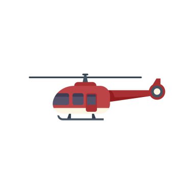 Kırmızı helikopter kalkıyor, yan görüş, düz tasarım simgesi
