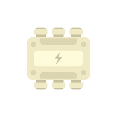 Dört kabloyu birbirine bağlayan elektrik sigorta kutusu ev aletleri için elektrik sağlıyor, beyaz arka planda izole edilmiş düz vektör çizimi