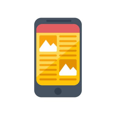 Resim galerisi ve metin içeriğiyle bir haber web sitesi gösteren modern akıllı telefon