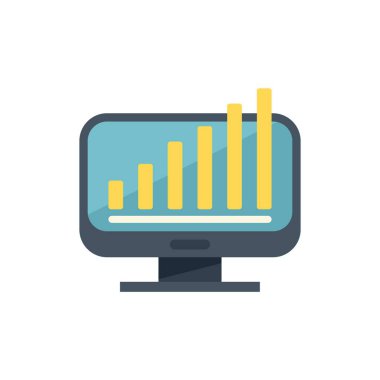 Bilgisayar monitörü pozitif büyüme gösteren istatistiksel bir grafik gösteriyor
