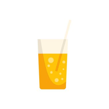 Uzun bardak portakal suyu ve pipetle dolu, sağlıklı ve ferahlatıcı içecekler kavramını somutlaştırıyor.