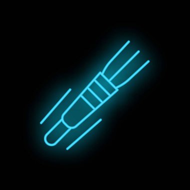Krema çırpmak, yumurta çırpmak ve malzemeleri karıştırmak için havada hareket çizgileriyle uçmak için kullanılan mavi neon bir çırpma simgesi.