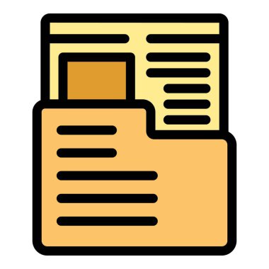 Bu vektör illüstrasyonu, verimli veri yönetimini sembolize eden dijital belgeleri depolayan ve düzenleyen bir dosya dizinini içerir.