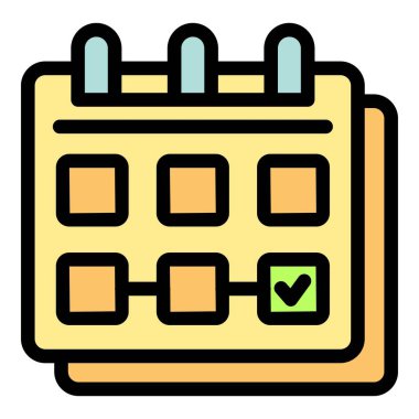 Renkli çizgi film takvimi son gün üzerinde işaretli günleri gösteriyor