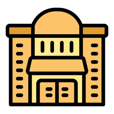 Klasik mimari tarzını temsil eden sütunları olan büyük belediye binası, hükümet temalı illüstrasyon