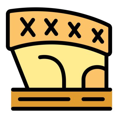 Bu vektör illüstrasyonunda futbol, futbol, spor etkinlikleri ve eğlence etkinlikleri ile ilgili tasarımlar için mükemmel, parlak ışıklı büyük bir spor stadyumu yer almaktadır.