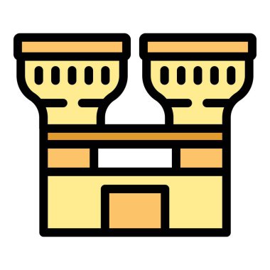 İki kulesi ve kapısı olan ortaçağ kalesi, orta çağ tahkimatının mükemmel simgesi.