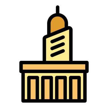 Modern mimariyi temsil eden basit üç renkli yapı simgesi