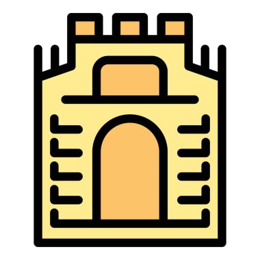 Tarihi veya mimari projeler için uygun kemerli bir ortaçağ kale kapısının basit çizimi