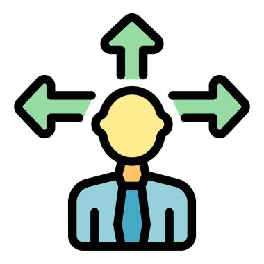 İş adamı hangi yöne gideceğine karar veriyor, stratejik bir karar veriyor.