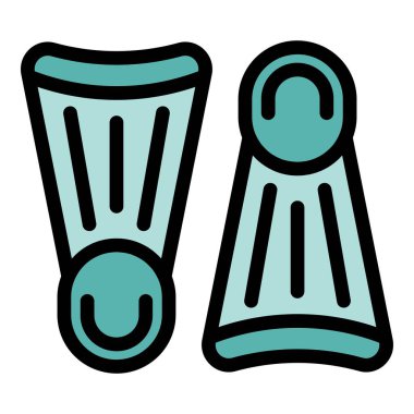 Bir çift turkuaz dalış yüzgeci, tüplü dalış ve sualtı keşfi için gerekli ekipman.