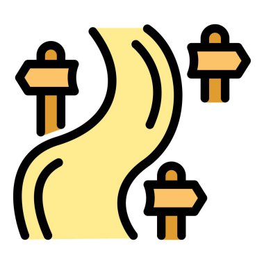 Virajlı yol birden fazla yöne açılıyor, işaret direkleriyle ileriye bakılıyor, seçenekler ve olasılıklar sunuluyor.