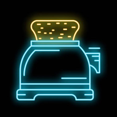 Neon tost makinesi, içinde tost, koyu arka planda parlayan, kahvaltı, yemek, alet