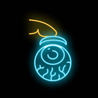 Neon işareti, siyah bir arkaplanda kanada dokunan bir gözü temsil ediyor.