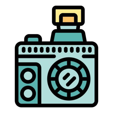 Retro kameranın bu simgesi fotoğraf, klasik teknoloji ve tasarım ile ilgili projeler için mükemmeldir..