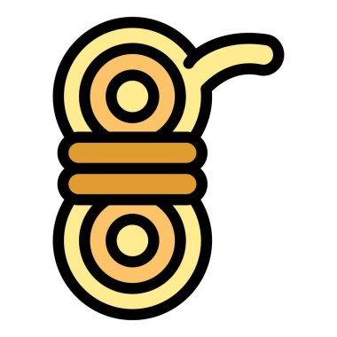 Bir figürün karikatür tarzı simgesi, yaygın bir tırmanma düğümü, beyaz arka planda resmedilir