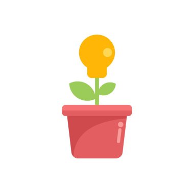 Bu vektör çizimi, fikirleri besleme kavramını temsil eden, çiçek yerine ampulle büyüyen bir bitkiyi gösteriyor.