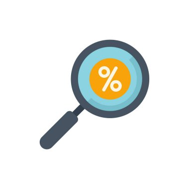 Büyüteç, en iyi indirimi, satışı ya da kârlı teklifi temsil eden yüzde işaretini gösteriyor