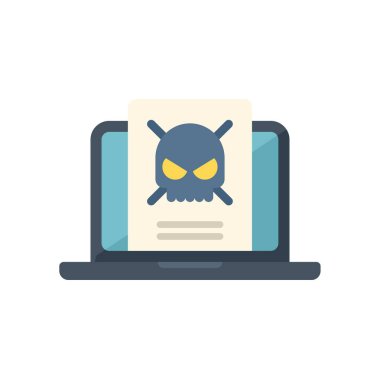 Bilgisayarda kafatası sembollü bir uyarı mesajı, bilgisayar virüsü konsepti, siber saldırı veya çevrimiçi güvenlik tehdidi var.