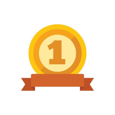 Birinci ve kurdeleli altın madalya, birinci ve zaferi temsil ediyor.