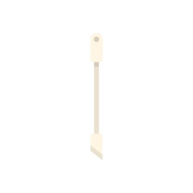 Silikon spatulasını plastik bir sapla karıştırmak beyaz arka planda ayakta duruyor.