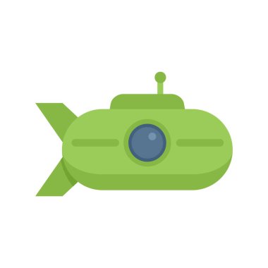 Bu düz stil ikonu okyanusu keşfeden yeşil bir denizaltıyı gösteriyor.