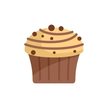 Bu illüstrasyonda, çikolata parçacıklı, üzerinde sarı krema ve çikolata parçacıkları olan bir kek var. Fırınlanmış ürünler ve tatlı ikram etmek için birebirdir.