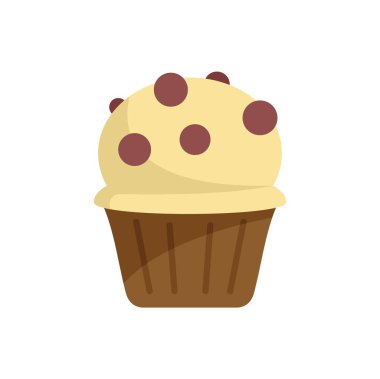 Bu vektör illüstrasyonunda çikolata parçalı bir kek yer alıyor, tatlılık ve hoşgörü hissi uyandırıyor.