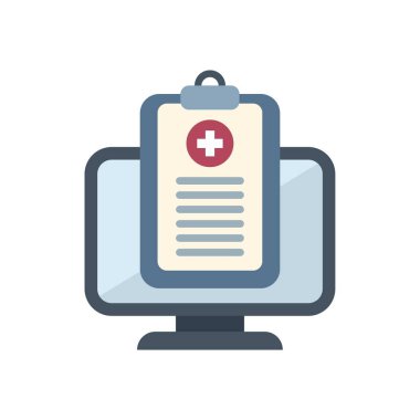 Kızıl haçlı sağlık raporu bir bilgisayar ekranında görüntülenir