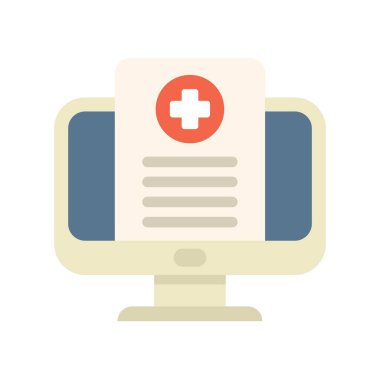 Bilgisayar ekranında gösterilen çapraz sembollü çevrimiçi tıbbi kayıtlar, dijital sağlık hizmetlerini ve hasta verilerine erişimi temsil ediyor